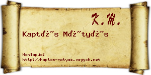 Kaptás Mátyás névjegykártya
